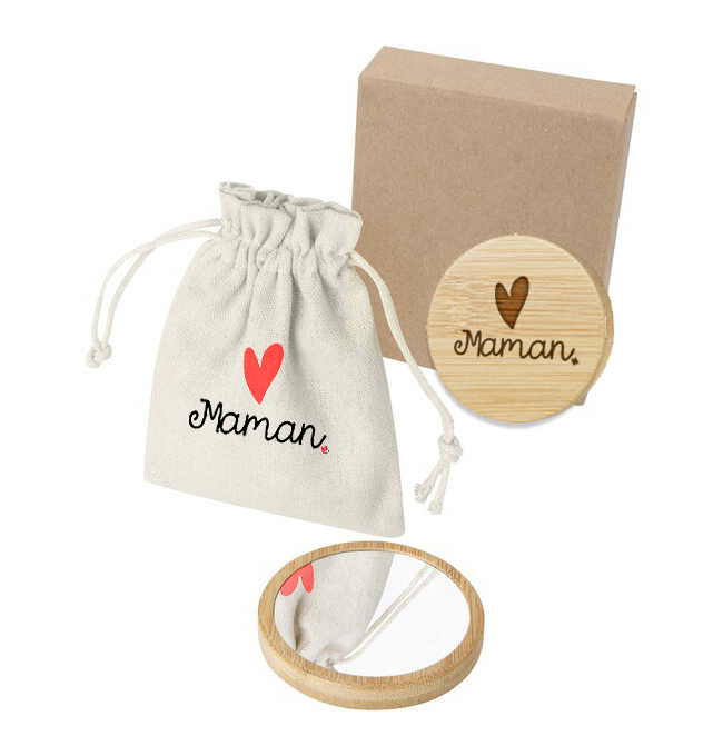 Miroir de poche gravé + imprimé